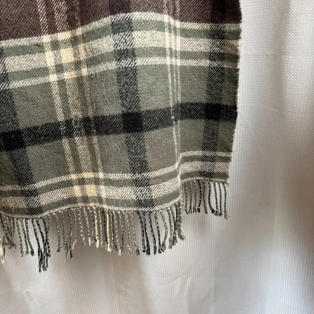 Pottery Barn Throw Blanket Whitaker Plaid Check Reversible Grey Maroon 50x60